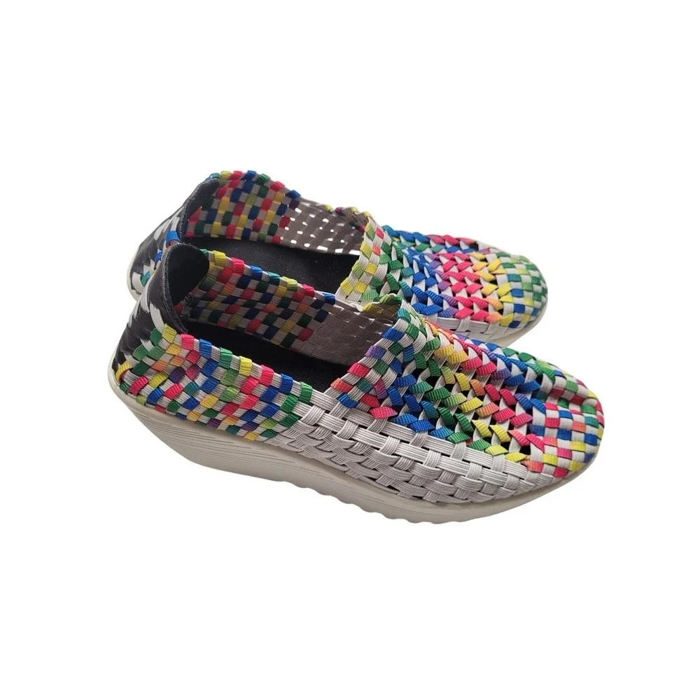 WALKING CASUAL Slip On Womens Wedge Shoes‎ Multi Color- Black/White Size 7.5